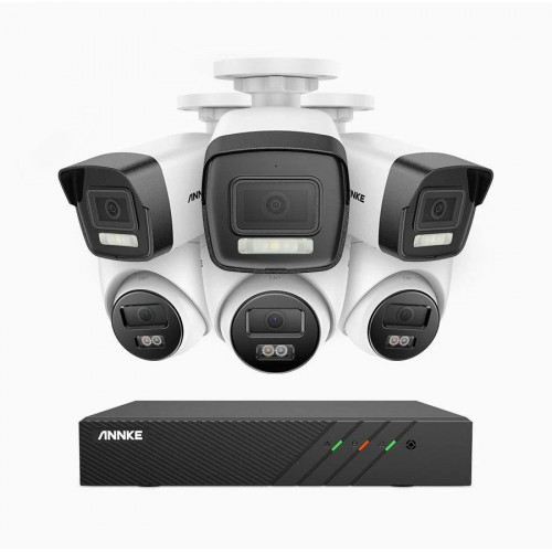 ANNKE H500P Kit de vigilancia PoE de 3K con 3 cámara bullet y 3 cámara domo y videograbador NVR de 8 canales
