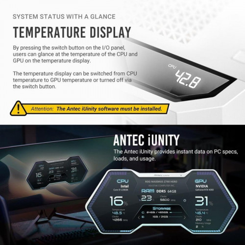 Antec Performance 1 FT Full Tower Cristal Templado USB-C Blanca