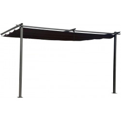 Antracita Pérgola adosada con techo retráctil