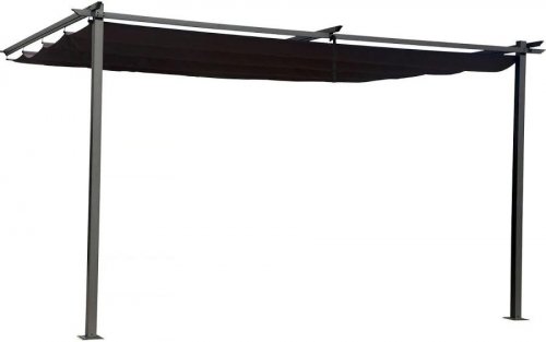 Antracita Pérgola adosada con techo retráctil