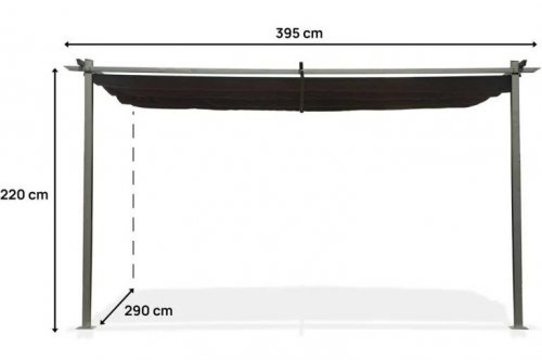 Antracita Pérgola adosada con techo retráctil