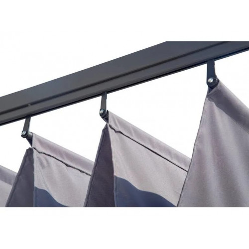 Antracita Pérgola adosada con techo retráctil