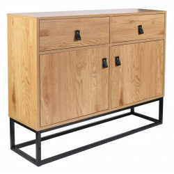Aparador Aboot roble/Metal negro 80X100X29 cm (Alto x Ancho x Fondo)