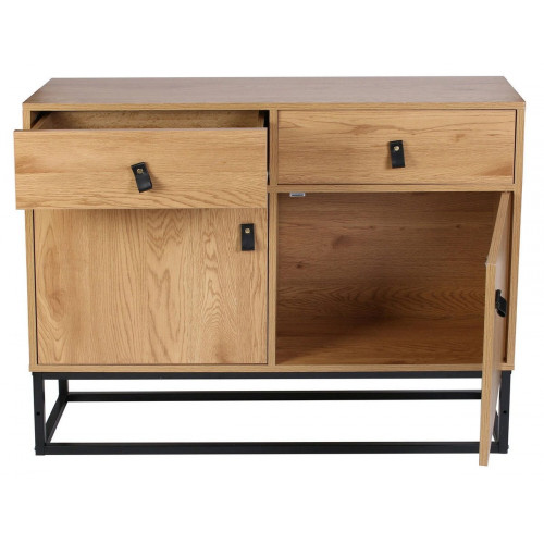 Aparador Aboot roble/Metal negro 80X100X29 cm (Alto x Ancho x Fondo)