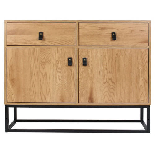 Aparador Aboot roble/Metal negro 80X100X29 cm (Alto x Ancho x Fondo)