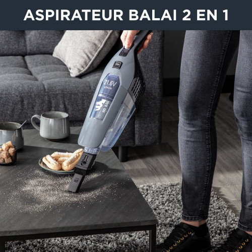 Apiradora de escoba sin cable Rowenta RH675 Dual Force 2 en 1 bateria iones de litio y autonomía hasta 45 min Gris