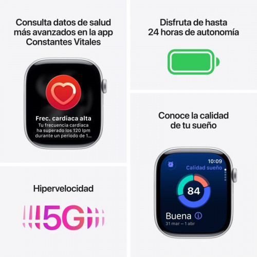 Apple Watch Series 11 GPS + Cellular 46mm Caja de Aluminio Negra con Correa Deportiva Negra M/L