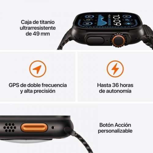 Apple Watch Ultra 2 GPS + Cellular 49mm Caja Negra Titanio con Correa Alpine Loop M Verde Oscuro