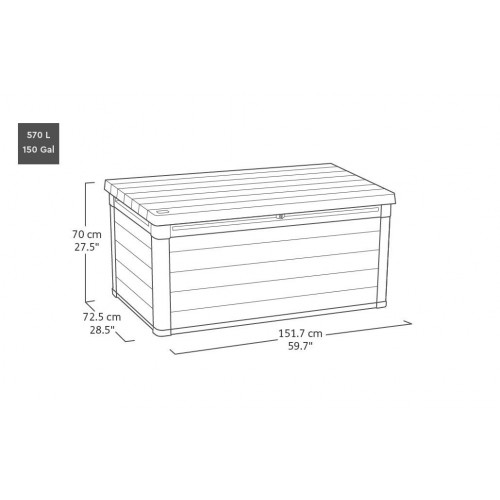 Arcón de resina para exterior KETER Cortina 151.7 x 70 x 72.5 cm y capacidad de 570 L