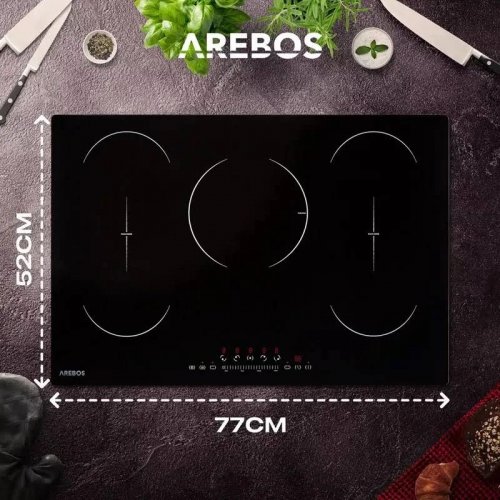 AREBOS Placa de inducción Placa vitrocerámica Autosuficiente 9800 W 5 zonas