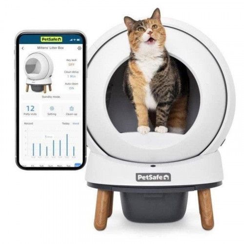 Arenero automático PetSafe SmartSpin conectado con app y autolimpieza