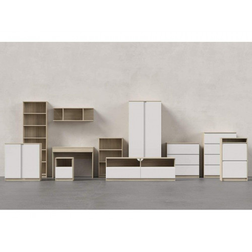 Armario 80x190 cm blanco brillo y roble con dos puertas - Cosenza