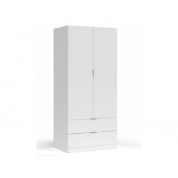 Armario 81,5x52x180h cm con 2 puertas y 2 cajones blanco mate – Latina
