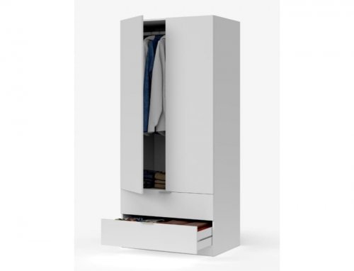 Armario 81,5x52x180h cm con 2 puertas y 2 cajones blanco mate – Latina