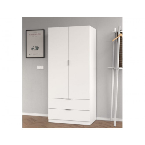 Armario 81,5x52x180h cm con 2 puertas y 2 cajones blanco mate – Latina