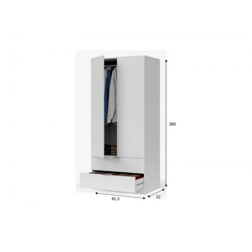 Armario 81,5x52x180h cm con 2 puertas y 2 cajones blanco mate – Latina