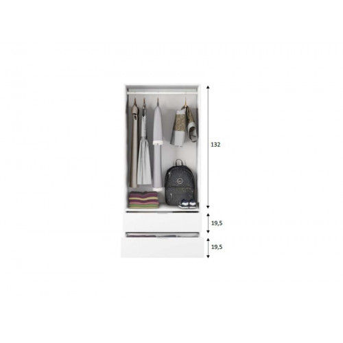 Armario 81,5x52x180h cm con 2 puertas y 2 cajones blanco mate – Latina