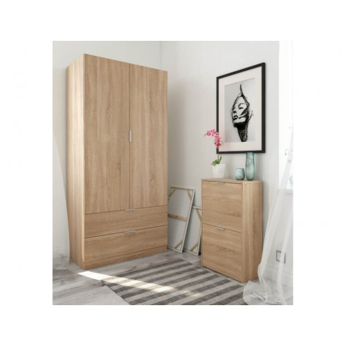 Armario 81x52x180h cm con 2 puertas y 2 cajones roble canadiense – Vercelli