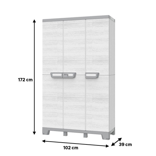 Armario alto 3 puertas Sequoia 172x102x39 cm uso interior / exterior gris