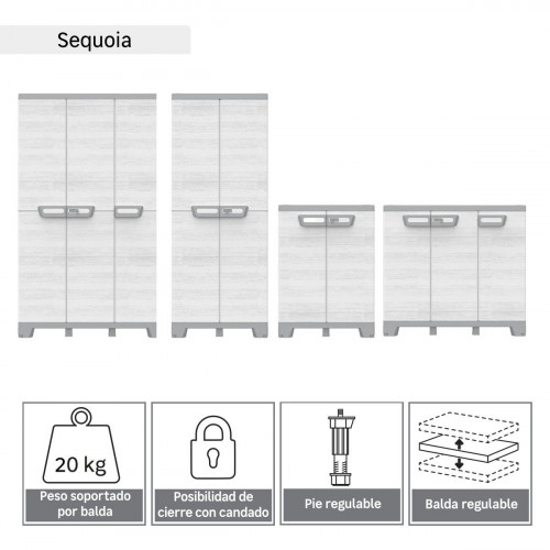 Armario alto 3 puertas Sequoia 172x102x39 cm uso interior / exterior gris