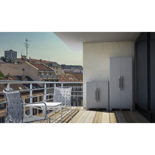 Armario alto baldas de resina Transforming 78x185x44 cm color gris 2 puertas