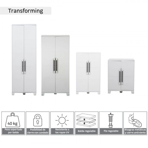 Armario alto baldas de resina Transforming 78x185x44 cm color gris 2 puertas