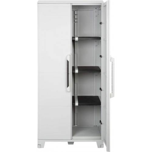 Armario alto baldas de resina Transforming 78x185x44 cm color gris 2 puertas
