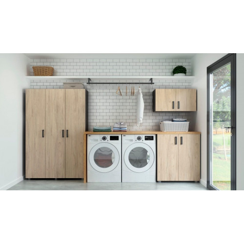 Armario alto despensero roble, 180x120x40 cm con 3 puertas
