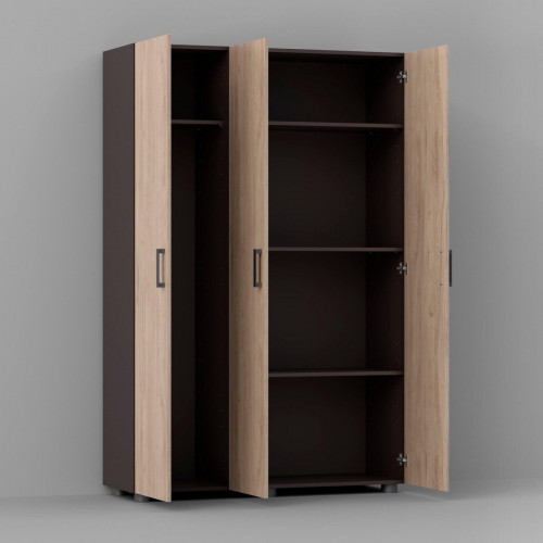 Armario alto despensero roble, 180x120x40 cm con 3 puertas