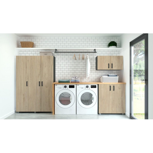 Armario alto despensero roble, 180x79x42 cm con 2 puertas
