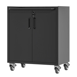 Armario de Almacenamiento Metálico Resistente con Ruedas – 75x42x88 cm, Estantes Ajustables, Con Cerradura, Ideal para Garaje, Oficina y Taller