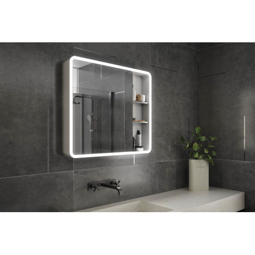 Armario de baño con luz Mia gris 80x70x11.4 cm