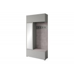 Armario de Entrada Moderno Gris con Espejo y Asiento Acolchado - Materiales de Alta Calidad, Diseño Funcional, Artesanía Polaca