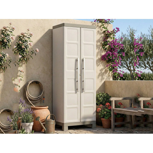 Armario de exterior - Mueble de jardín marrón arena 65x45x182h cm