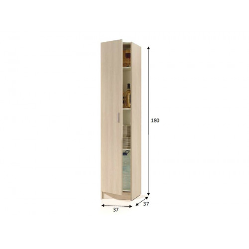 Armario escobero 37x37x180h cm con 1 puerta roble claro – Giacinto