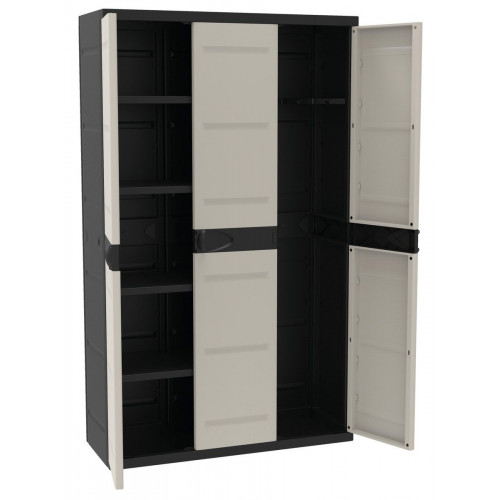 Armario escobero de resina Titanium 105x176x44 cm color negro 3 puertas