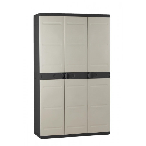 Armario escobero de resina Titanium 105x176x44 cm color negro 3 puertas