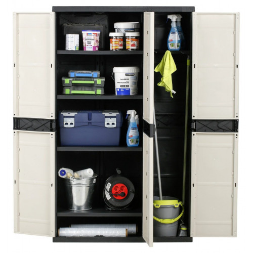 Armario escobero de resina Titanium 105x176x44 cm color negro 3 puertas