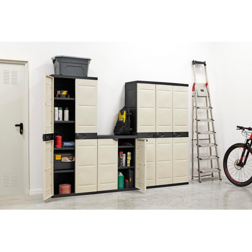 Armario escobero de resina Titanium 105x176x44 cm color negro 3 puertas