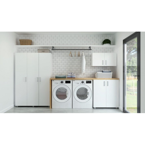 Armario escobero multiusos blanco 180x120x42 cm con 3 puertas