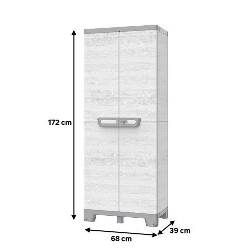 Armario escobero resina Sequoia 172x68x39 cm para uso interior / exterior gris