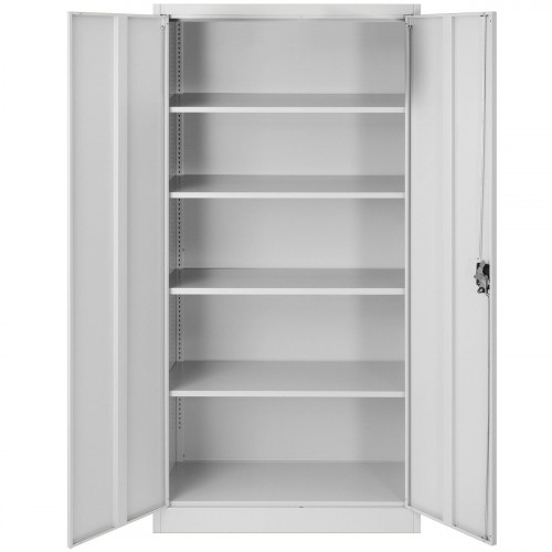 Armario Metálico de Oficina con 4 Estantes Ajustables 195 x 90 x 40 cm Gris
