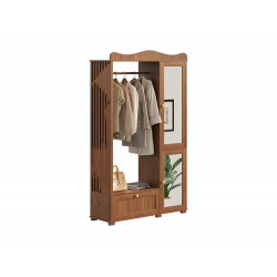Armario moderno compacto - 115,5 x 38,5 x 194,5 cm - con espejo + espacio para colgar abierto + cajón + 2 puertas - MDF - marrón