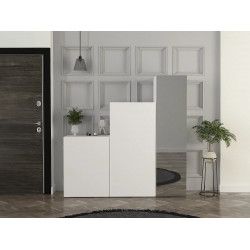 Armario modular de 3 puertas - Con espejo - L180 cm - Blanco - TELEZA