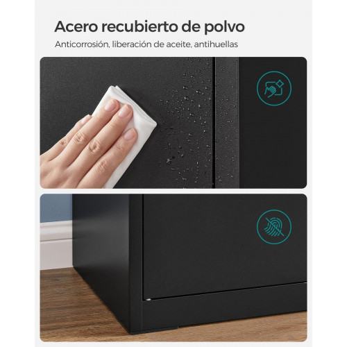 Armario multiuso de acero gris, 5 baldas ajustables, puertas dobles con cerradura, ideal para garaje, estudio, oficina, 40x80x180 cm, negro