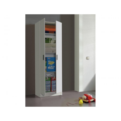 Armario multiusos 59x37x180h cm con 2 puertas y 3 estantes blanco mate – Collegno