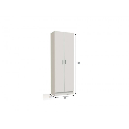 Armario multiusos 59x37x180h cm con 2 puertas y 3 estantes blanco mate – Collegno
