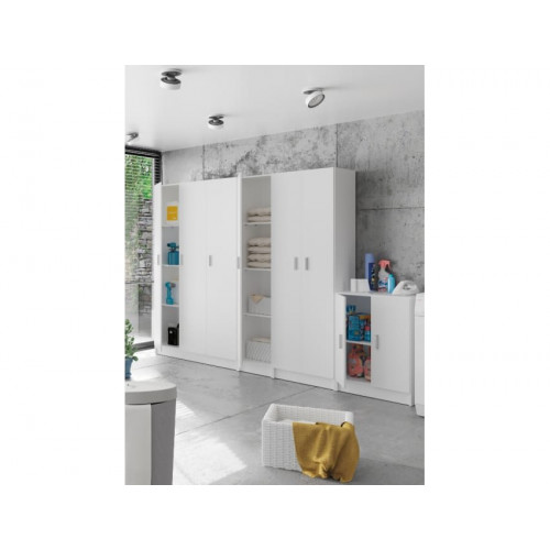 Armario multiusos 59x37x180h cm con 2 puertas y 3 estantes blanco mate – Collegno