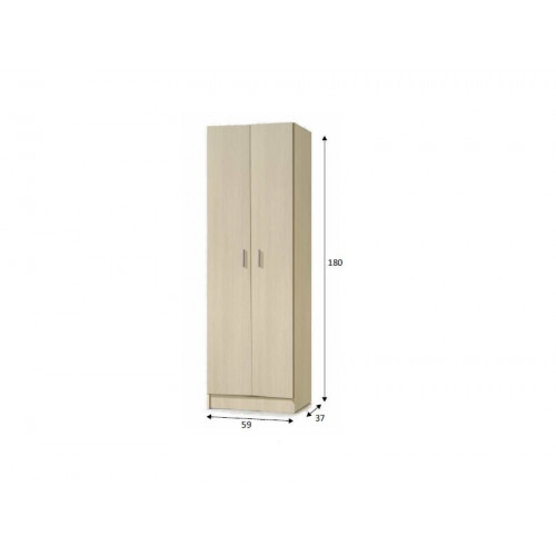 Armario multiusos 59x37x182h cm con 2 puertas y 3 estantes roble claro – Garofano