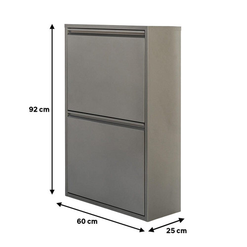 Armario para reciclaje metal 60x92x25cm color gris 2 puertas 4 cubos de 15L